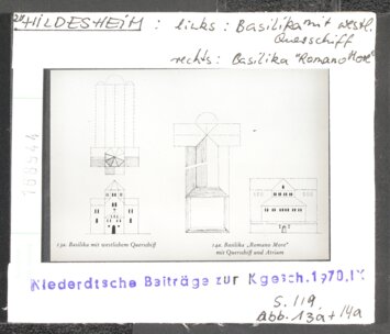 Vorschaubild zu Hildesheim, St. Michael: links: Basilika mit westl. Querschiff, rechts. Basilika Romano more Diasammlung